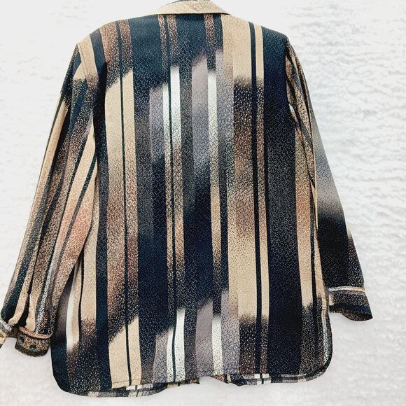 Blouse Size 14 Black Brown Beige Officewear Casual Professional Secretary Resort - Picture 2 of 16